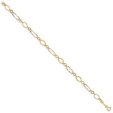 14k Polished and Textured Oval Link 7.25 inch Bracelet